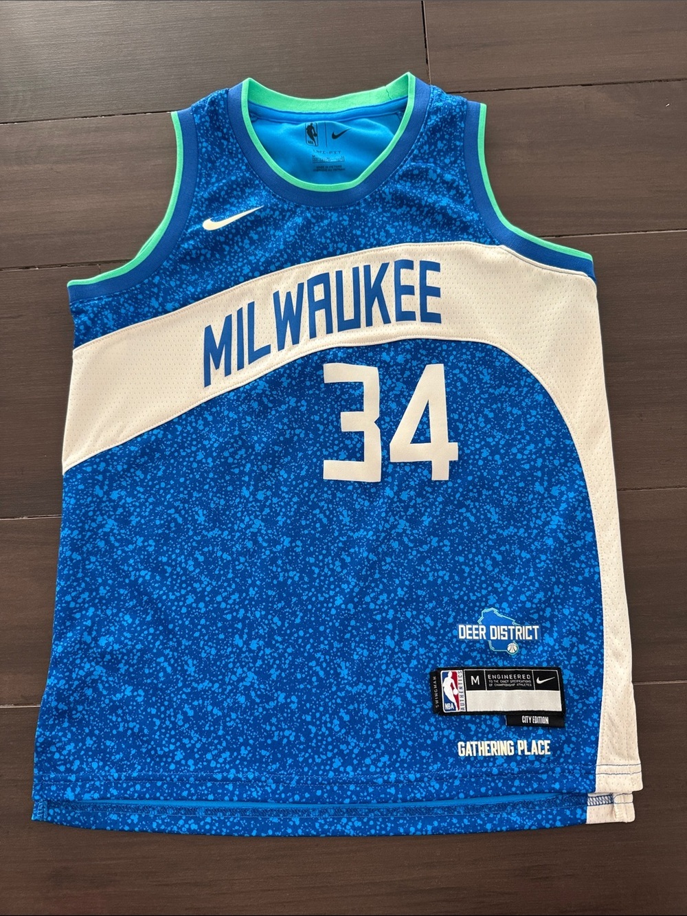 Nike Blue and White Milwaukee Antetokounmpo #34 Boys' Basketball Jersey